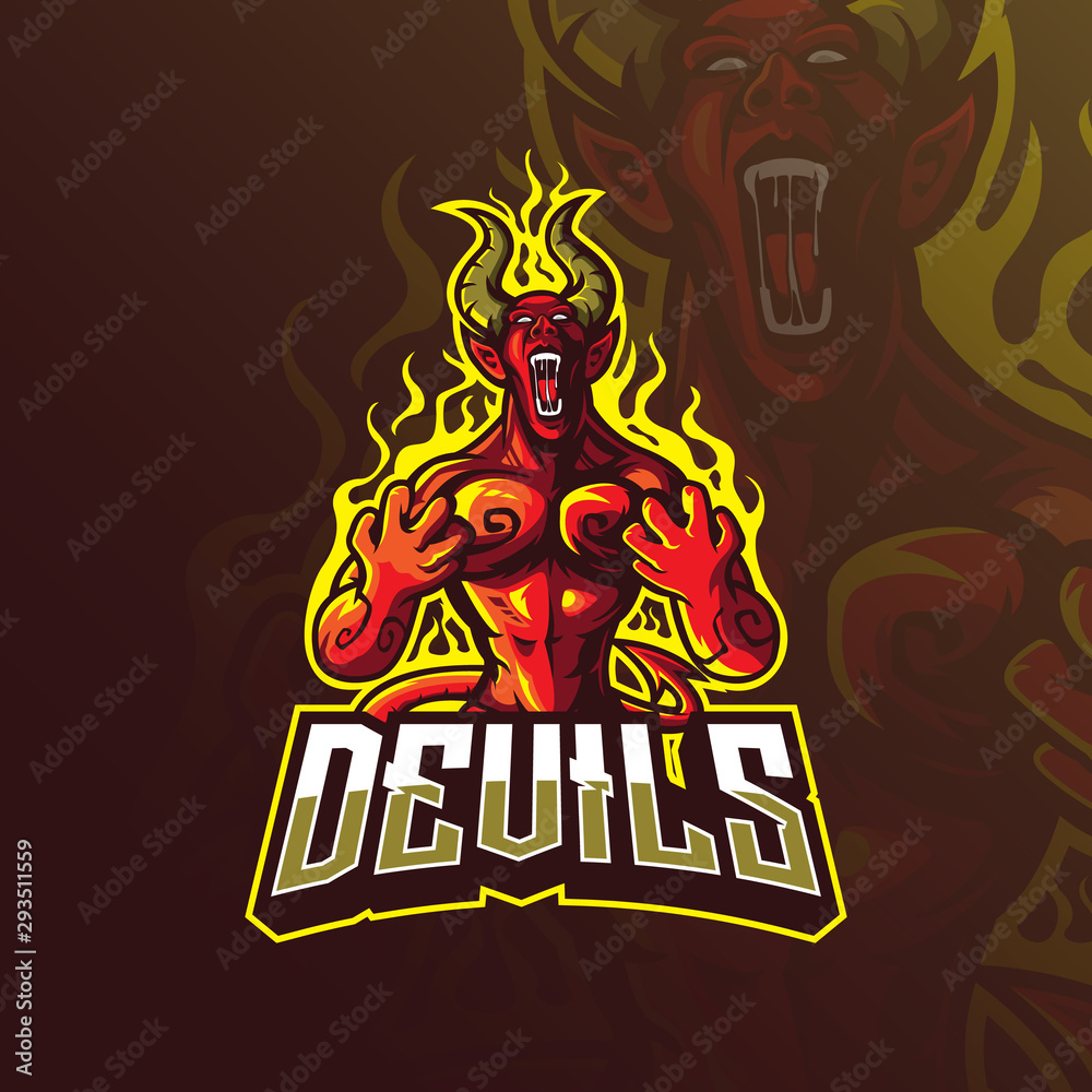 devil mascot logo design vector with modern illustration concept style for badge, emblem and tshirt printing. angry devil illustration.