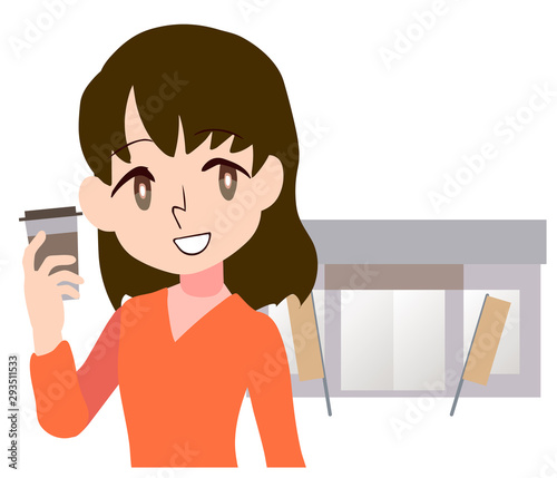 女性　ドリンク　テイクアウト