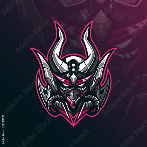 mask robot mascot logo design vector with modern illustration concept style for badge, emblem and tshirt printing. robot mask illustration for sport team.