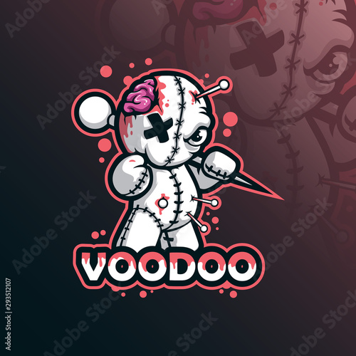 voodoo mascot logo design vector with modern illustration concept style for badge, emblem and tshirt printing. funny voodoo illustration. photo