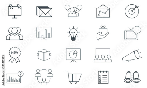 Marketing icon set vector, illustration logo template in trendy style. Can be used for many purposes.