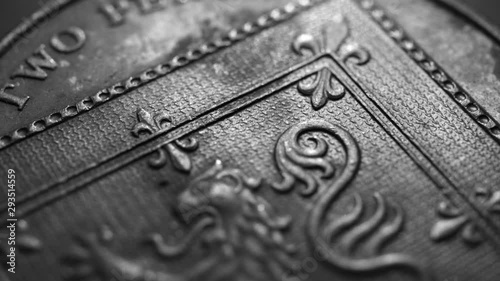 Close up of a detailed old coins
