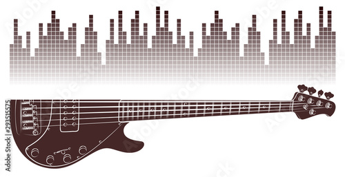 The Symbol of Electric guitar with sound scale. 