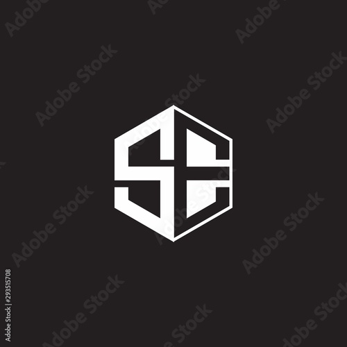 SE Logo monogram hexagon with black background negative space style