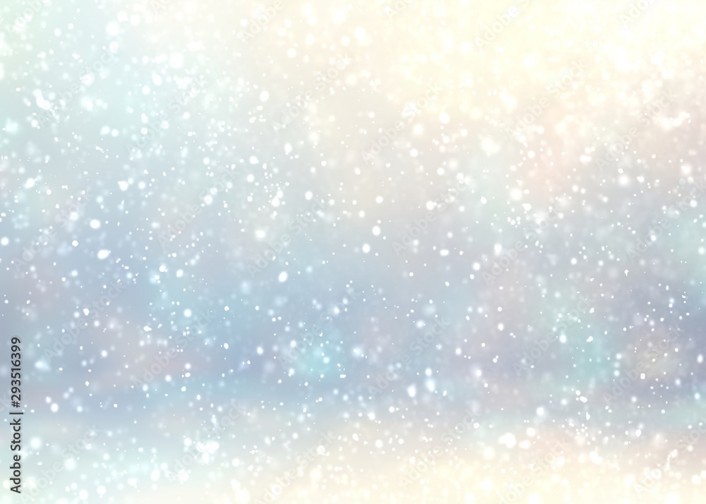 Light wonderful winter room decorated snowfall 3d illustration. Subtle holiday interior. Shiny pastel yellow blue soft wall texture. Fairy tale christmas delicate background. Light wonderful winter room decorated snowfall 3d illustration. Subtle holiday interior. Shiny pastel yellow blue soft wall texture. Fairy tale christmas delicate background.