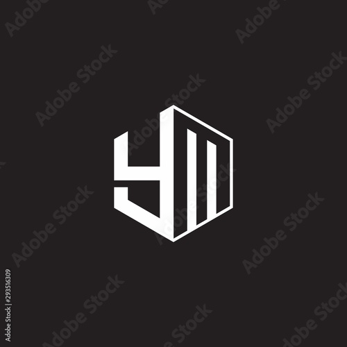 YM Logo monogram hexagon with black background negative space style