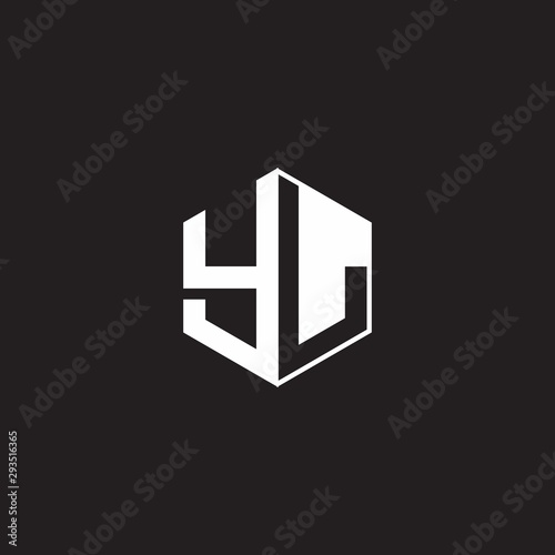 YL Logo monogram hexagon with black background negative space style