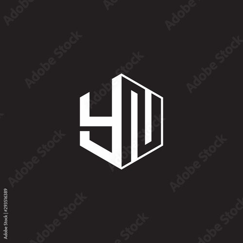 YN Logo monogram hexagon with black background negative space style