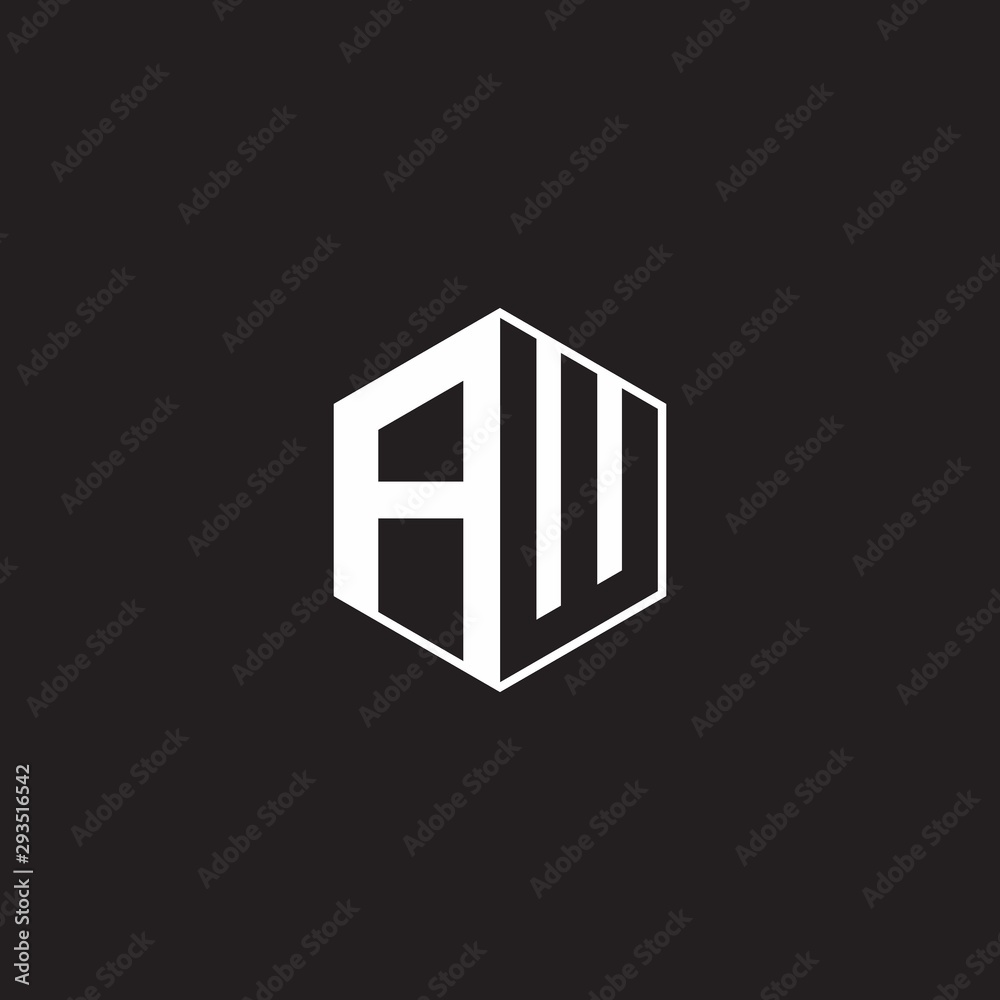 AW Logo monogram hexagon with black background negative space style AW Logo monogram hexagon with black background negative space style