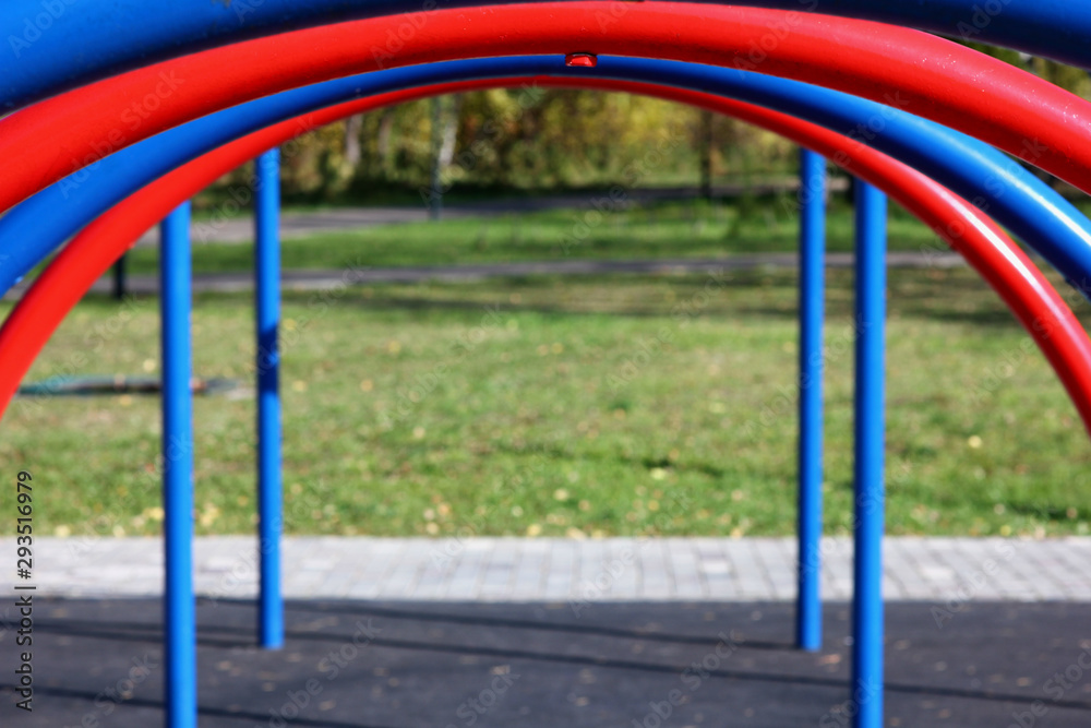 view of the colorful curved pipes on the playground view of the colorful curved pipes on the playground