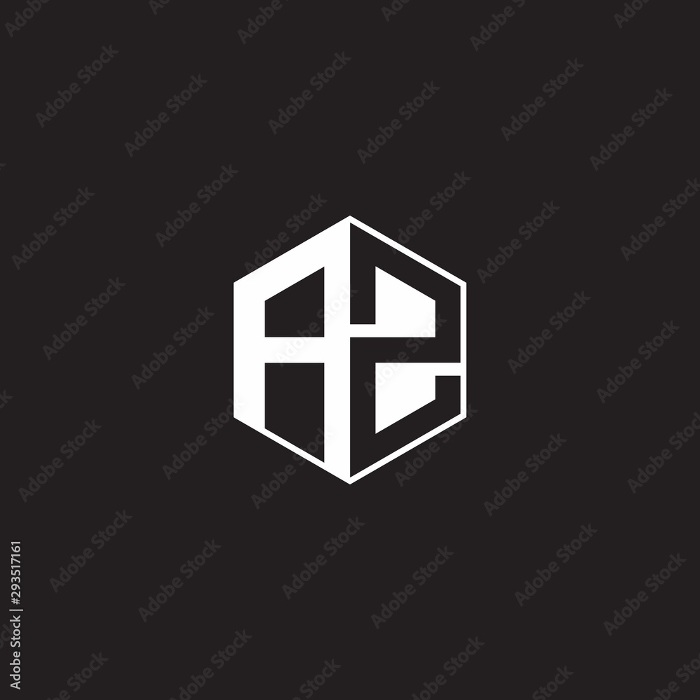 AZ Logo monogram hexagon with black background negative space style AZ Logo monogram hexagon with black background negative space style