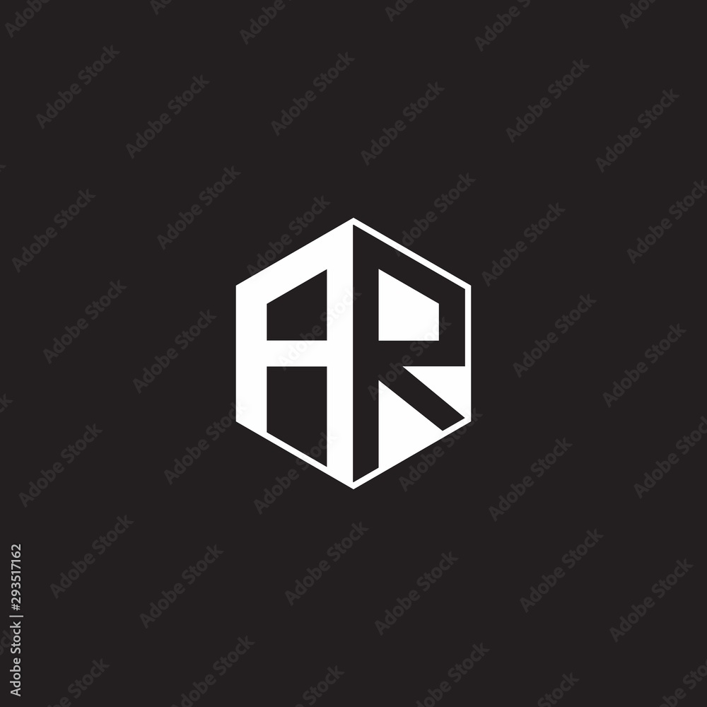AR Logo monogram hexagon with black background negative space style AR Logo monogram hexagon with black background negative space style