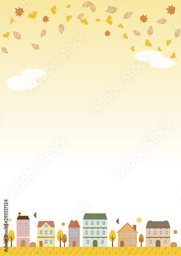 秋の空と町並みの背景イラスト 縦 Stock Vector Adobe Stock