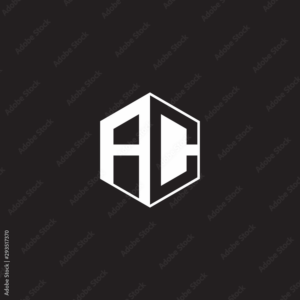 AC Logo monogram hexagon with black background negative space style AC Logo monogram hexagon with black background negative space style