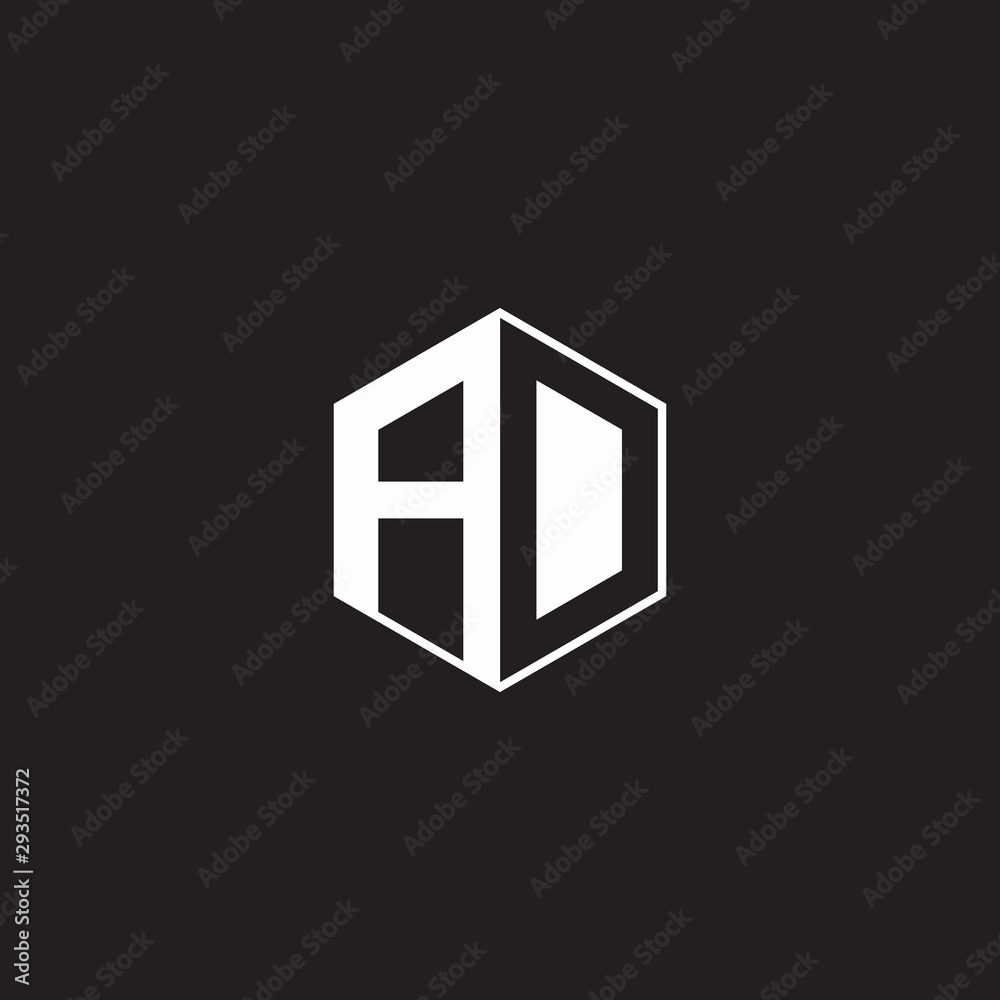 AD Logo monogram hexagon with black background negative space style AD Logo monogram hexagon with black background negative space style