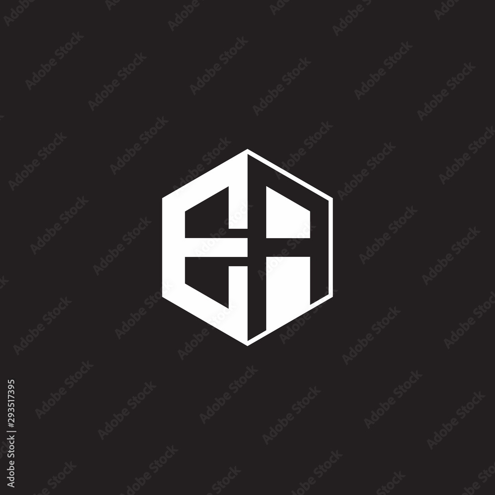 EA Logo monogram hexagon with black background negative space style EA Logo monogram hexagon with black background negative space style