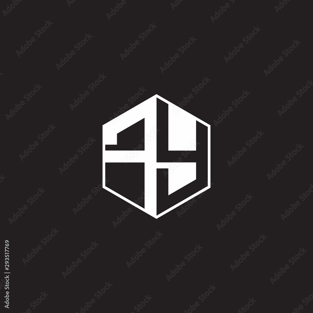 FY Logo monogram hexagon with black background negative space style FY Logo monogram hexagon with black background negative space style
