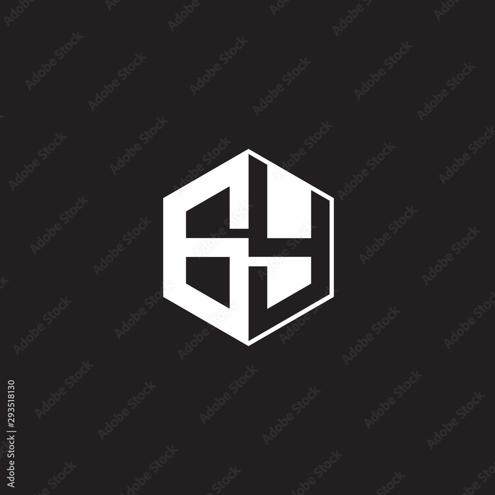 GY Logo monogram hexagon with black background negative space style GY Logo monogram hexagon with black background negative space style
