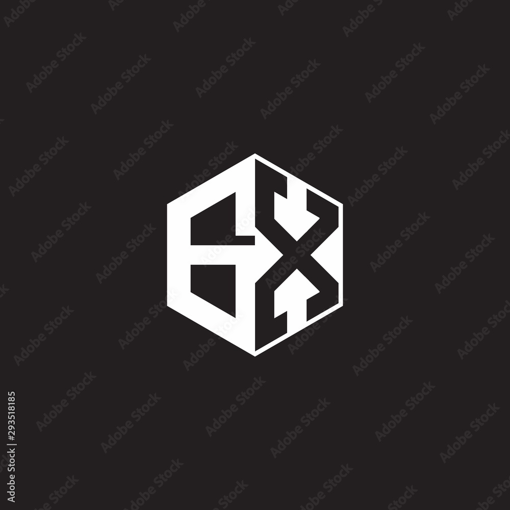 GX Logo monogram hexagon with black background negative space style GX Logo monogram hexagon with black background negative space style