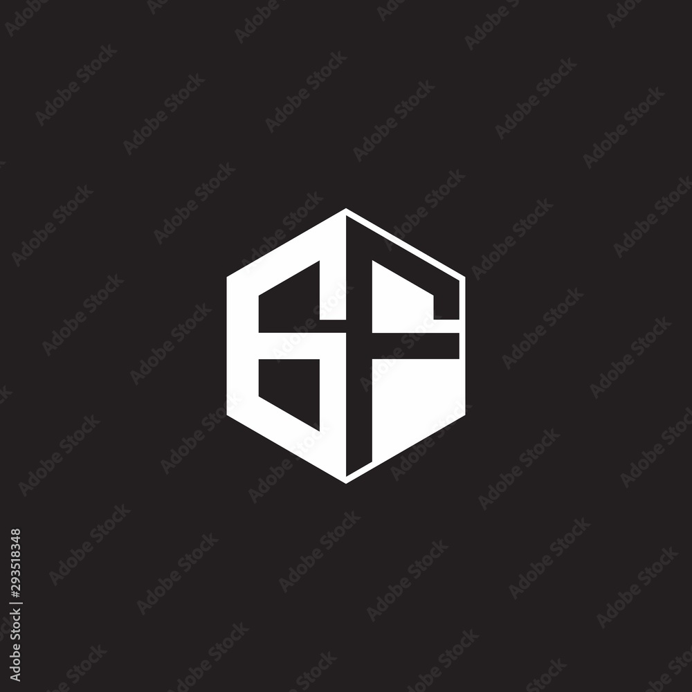GF Logo monogram hexagon with black background negative space style GF Logo monogram hexagon with black background negative space style