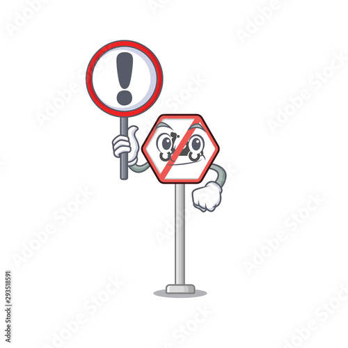 With sign no motorcycles mascot isolated with cartoon