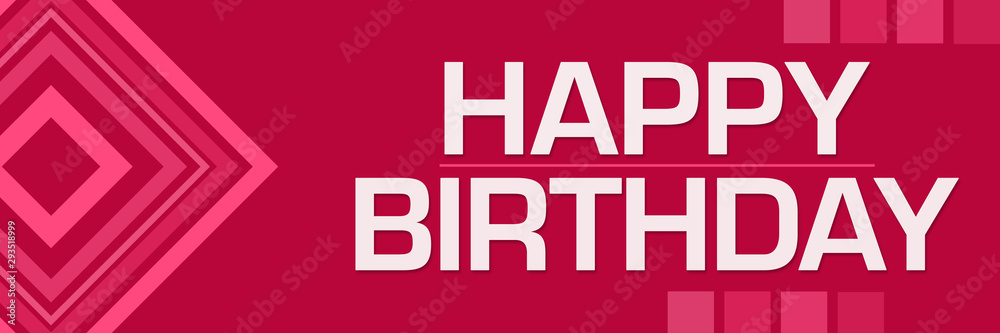 Happy Birthday Pink Squares Borders Horizontal Happy Birthday Pink Squares Borders Horizontal