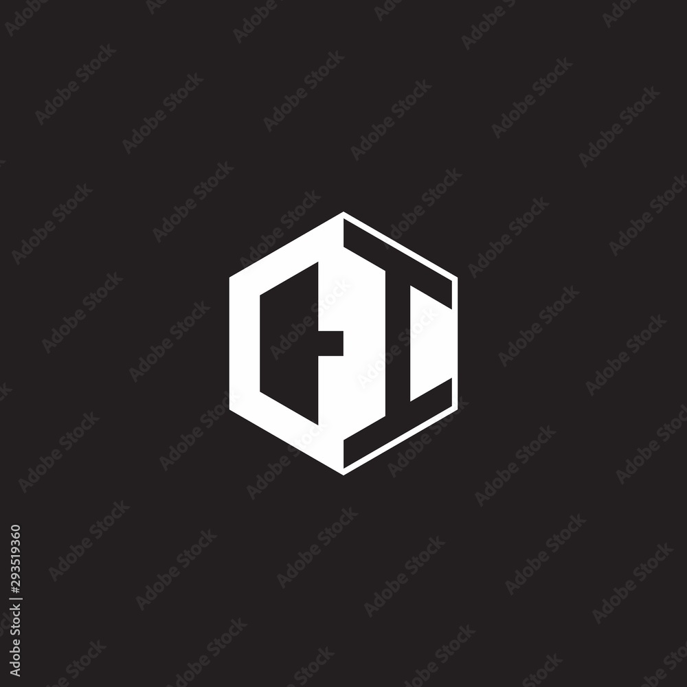 CI Logo monogram hexagon with black background negative space style CI Logo monogram hexagon with black background negative space style