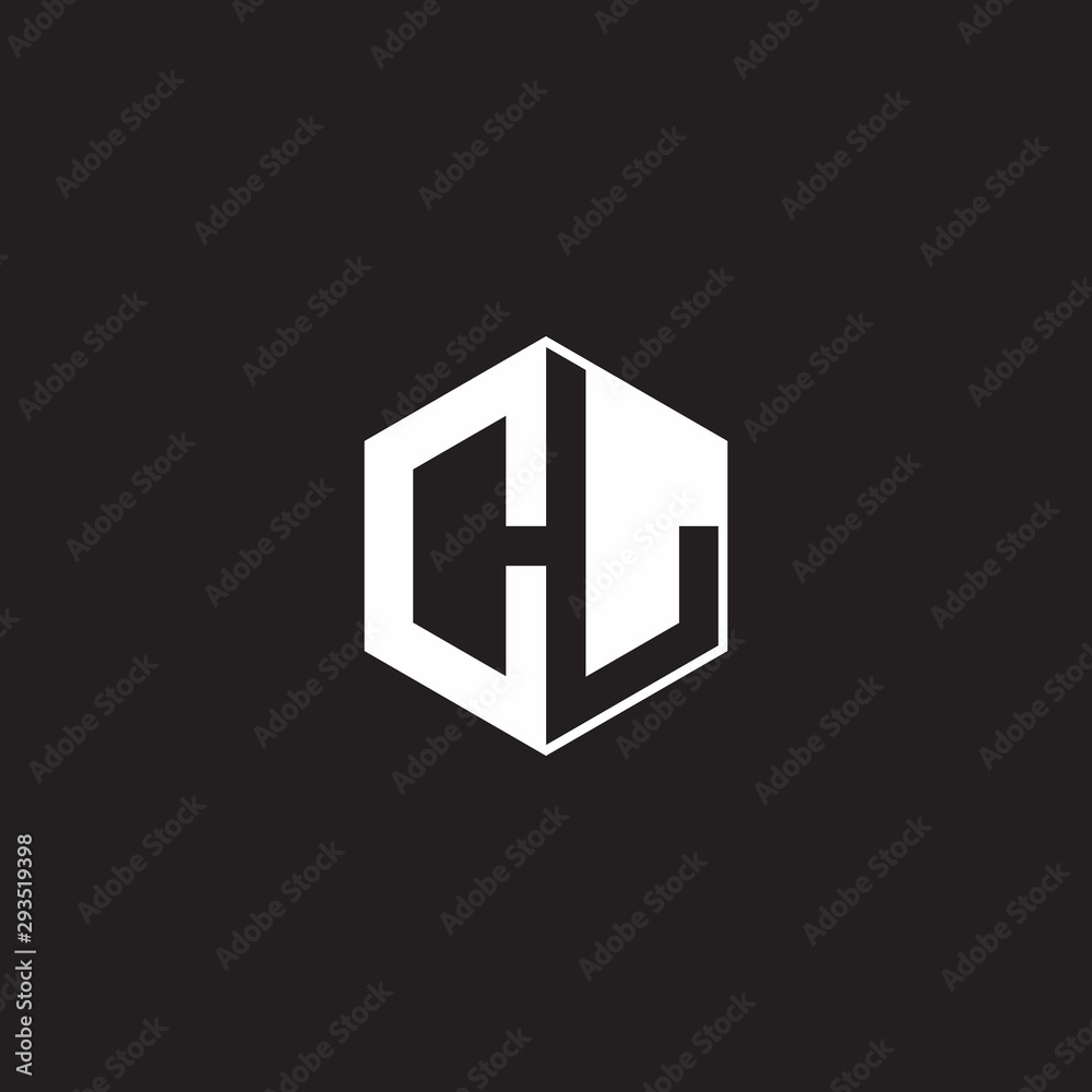 CL Logo monogram hexagon with black background negative space style CL Logo monogram hexagon with black background negative space style