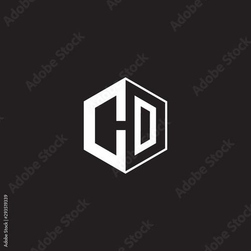 CO Logo monogram hexagon with black background negative space style