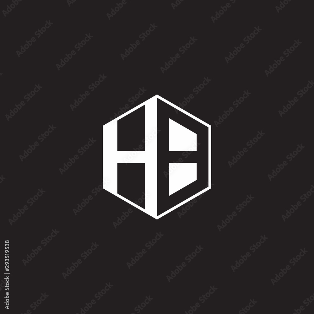 HB Logo monogram hexagon with black background negative space style HB Logo monogram hexagon with black background negative space style