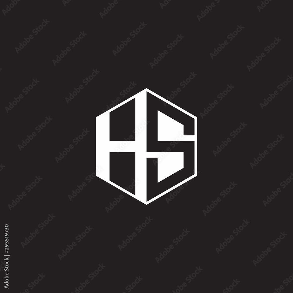 HS Logo monogram hexagon with black background negative space style HS Logo monogram hexagon with black background negative space style