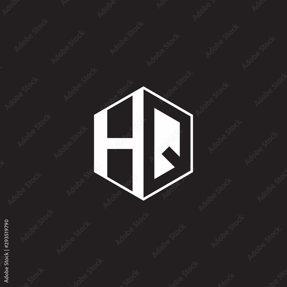 HQ Logo monogram hexagon with black background negative space style HQ Logo monogram hexagon with black background negative space style
