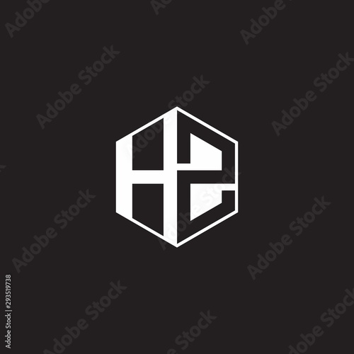 HZ Logo monogram hexagon with black background negative space style