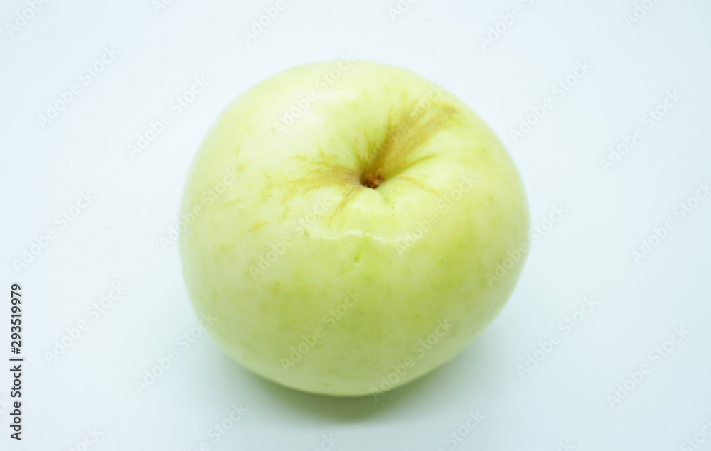 Green apple located on a white background Green apple located on a white background