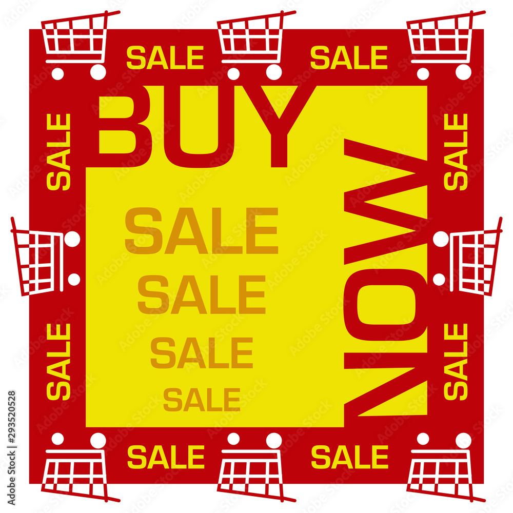 Plakat Buy Now Yellow Red Sale Square