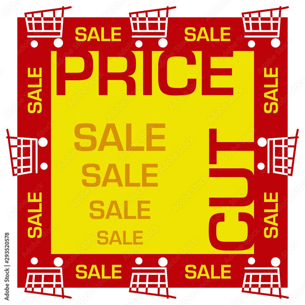 Price Cut Yellow Red Sale Square Price Cut Yellow Red Sale Square