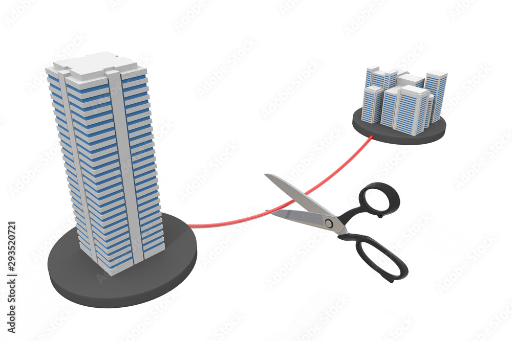 Cut a subsidiary Contract cancellation 3D illustration Cut a subsidiary Contract cancellation 3D illustration