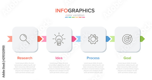 Infographic design with icons and 4 options or steps. Thin line vector. Infographics business concept. Can be used for info graphics, flow charts, presentations, web sites, banners, printed materials.