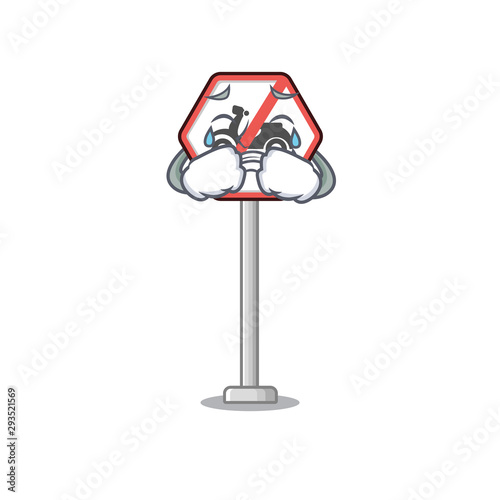 Crying no motorcycles on the cartoon roadside