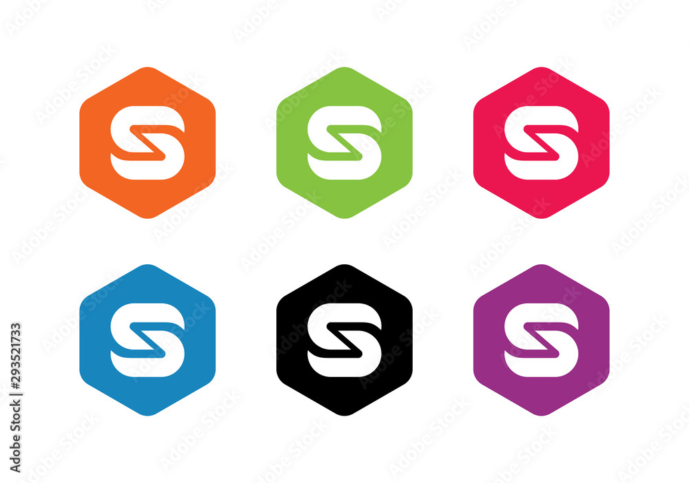 Letter S Logo template, hexagonal initial S icon set - Vector