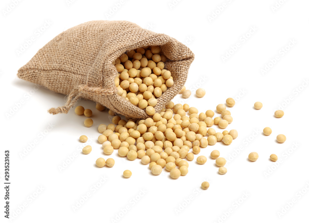 soy beans on white background.