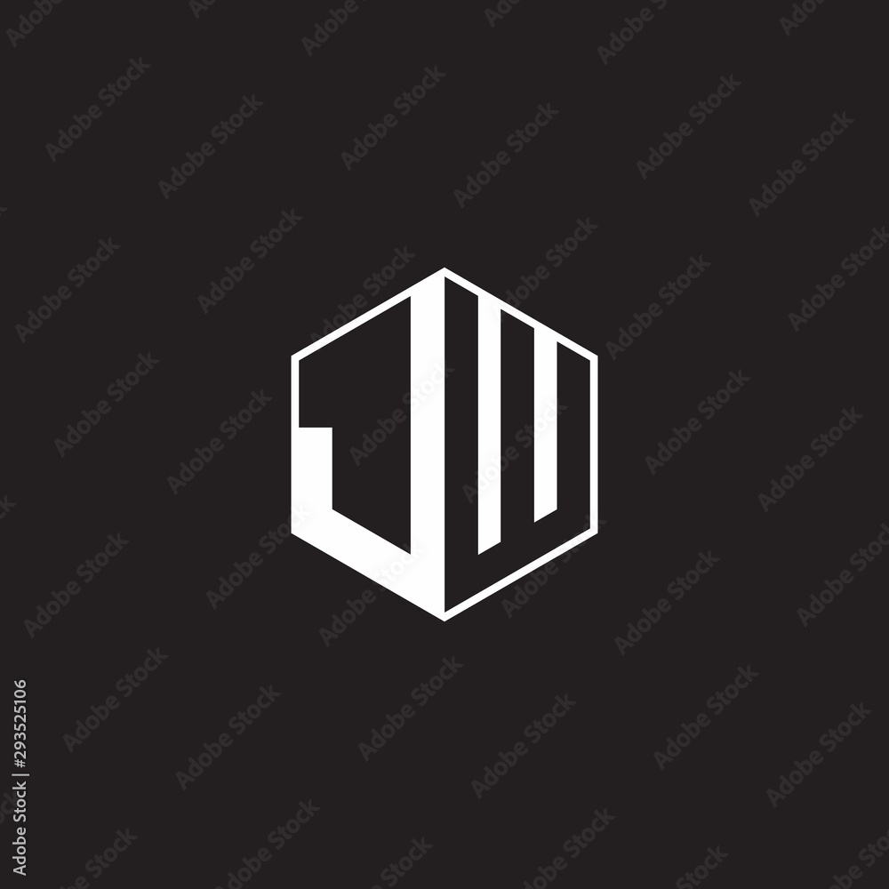 JW Logo monogram hexagon with black background negative space style JW Logo monogram hexagon with black background negative space style