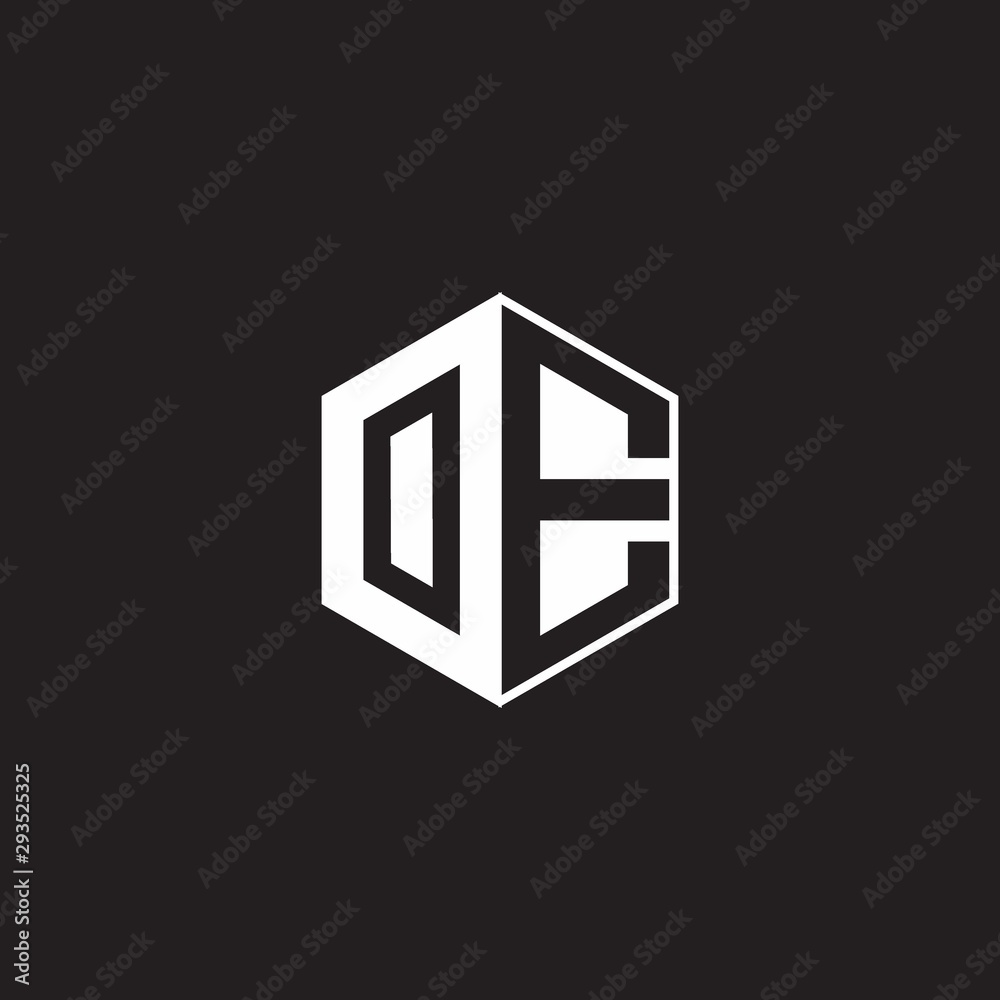 OE Logo monogram hexagon with black background negative space style OE Logo monogram hexagon with black background negative space style