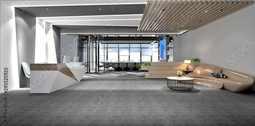 Obraz na plátně 3d render of open space office