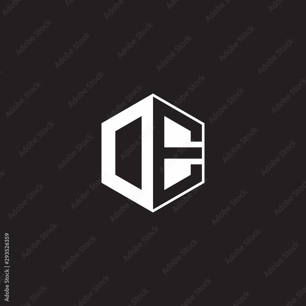 DE Logo monogram hexagon with black background negative space style DE Logo monogram hexagon with black background negative space style