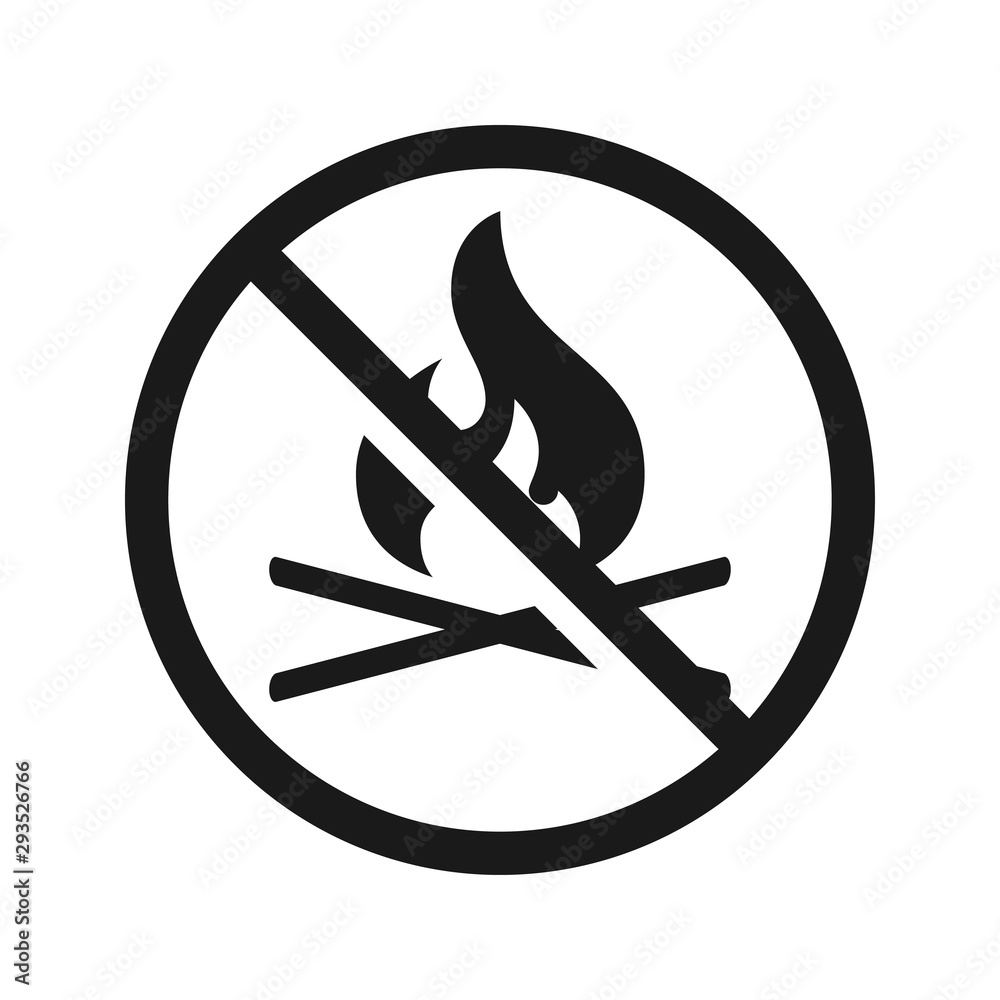 No fire sign. Simple vector of a flame in flat style. High quality prohibition sign isolated on white. No fire sign. Simple vector of a flame in flat style. High quality prohibition sign isolated on white.
