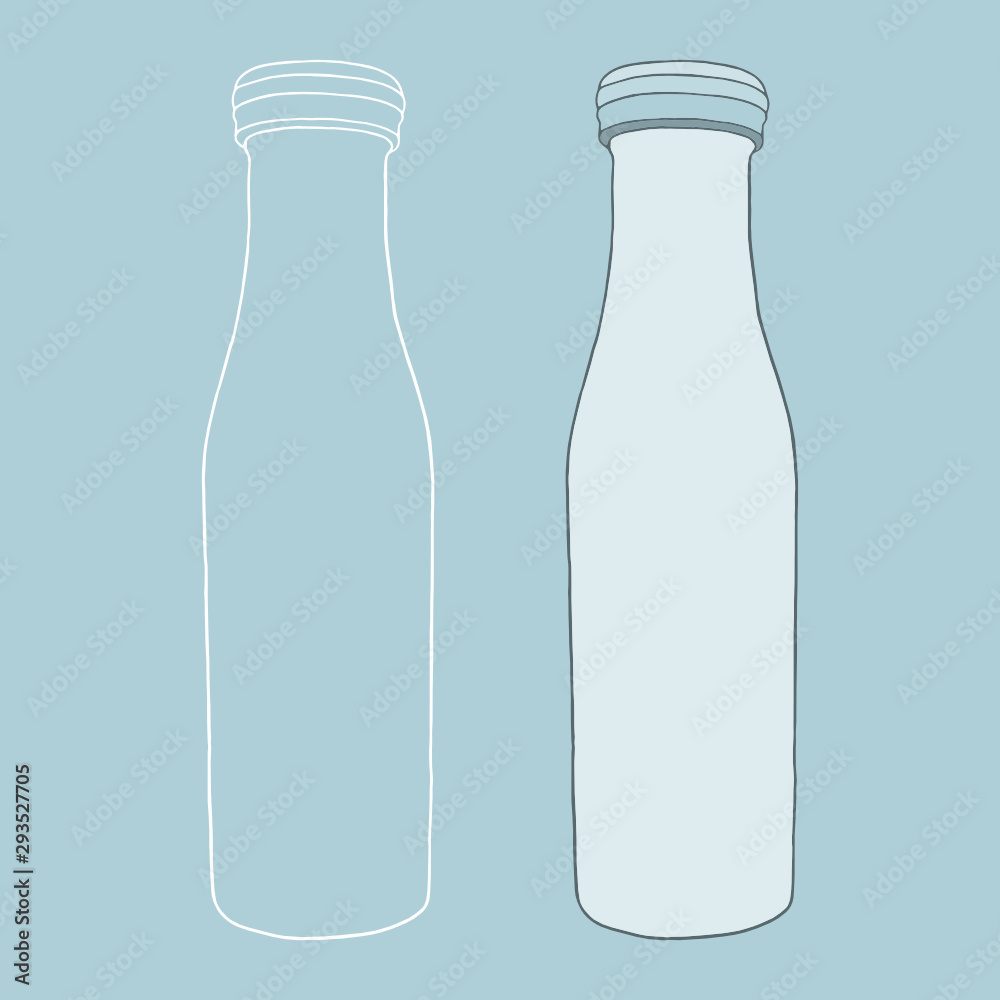 Illustration of a stylized bottle on a blue background.