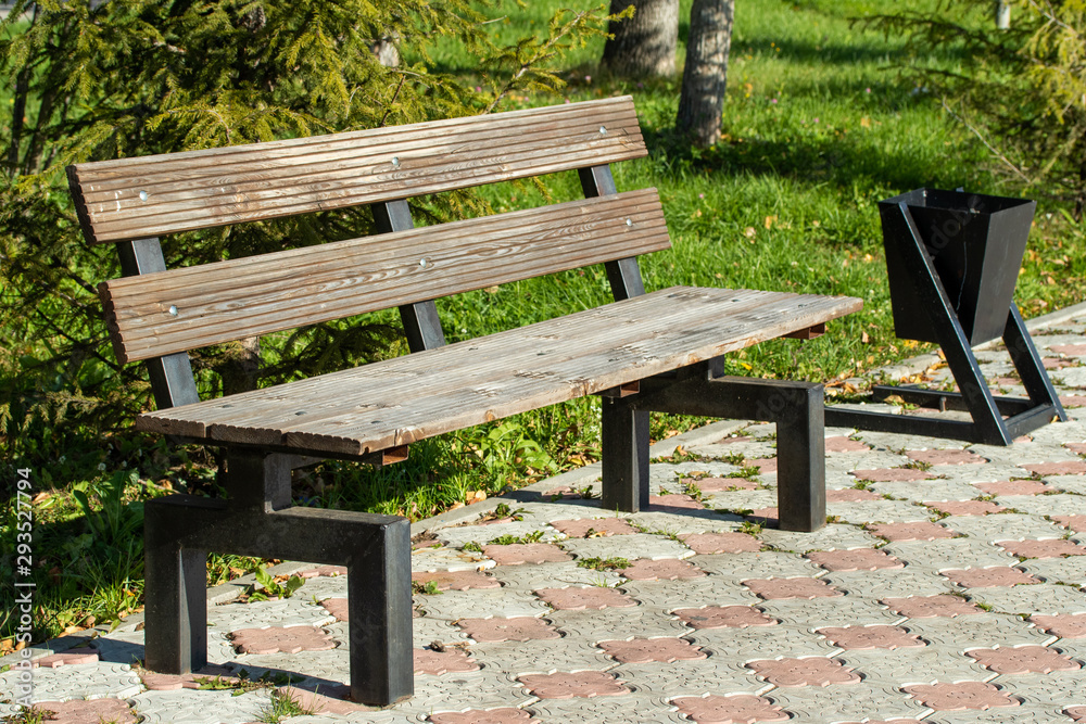 Wooden benches in the autumn park, landscape. Wooden benches in the autumn park, landscape.