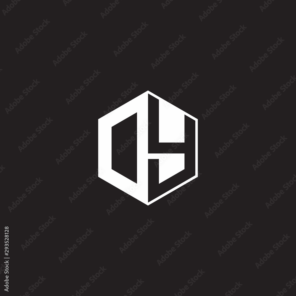DY Logo monogram hexagon with black background negative space style DY Logo monogram hexagon with black background negative space style