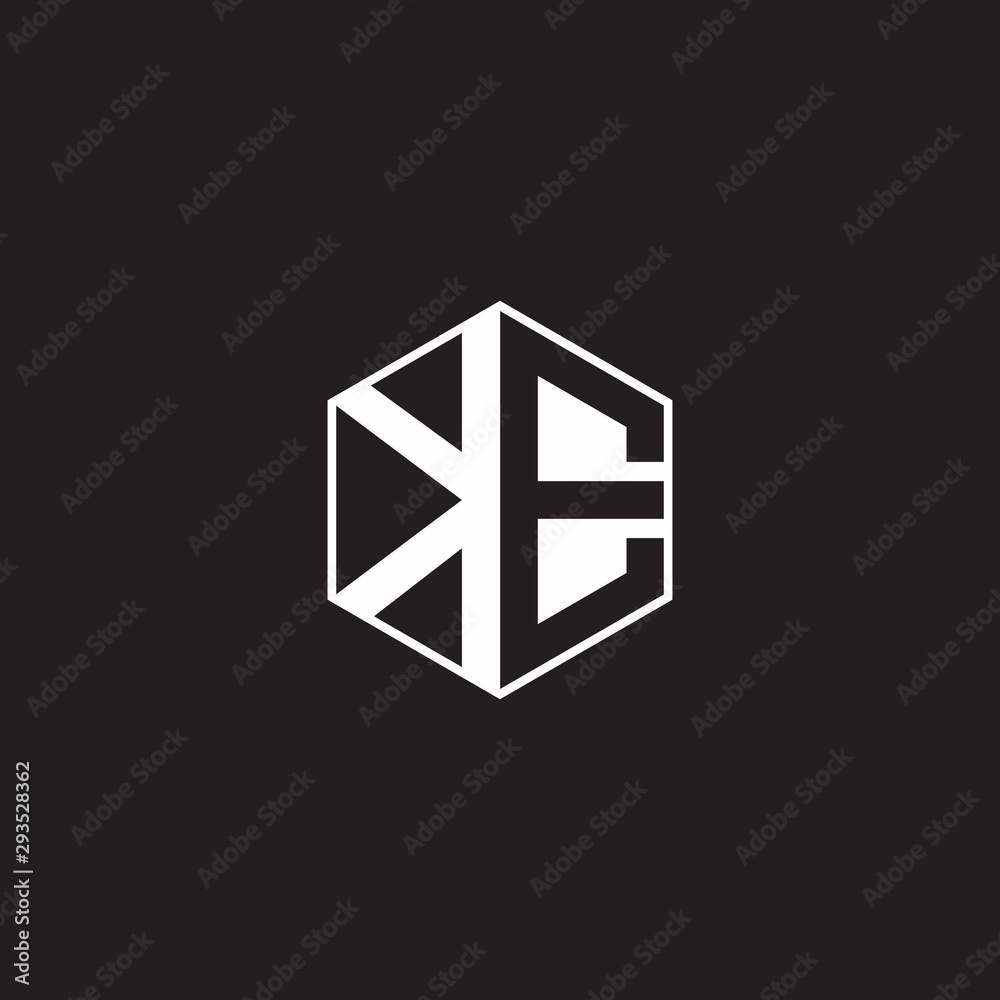 KE Logo monogram hexagon with black background negative space style KE Logo monogram hexagon with black background negative space style